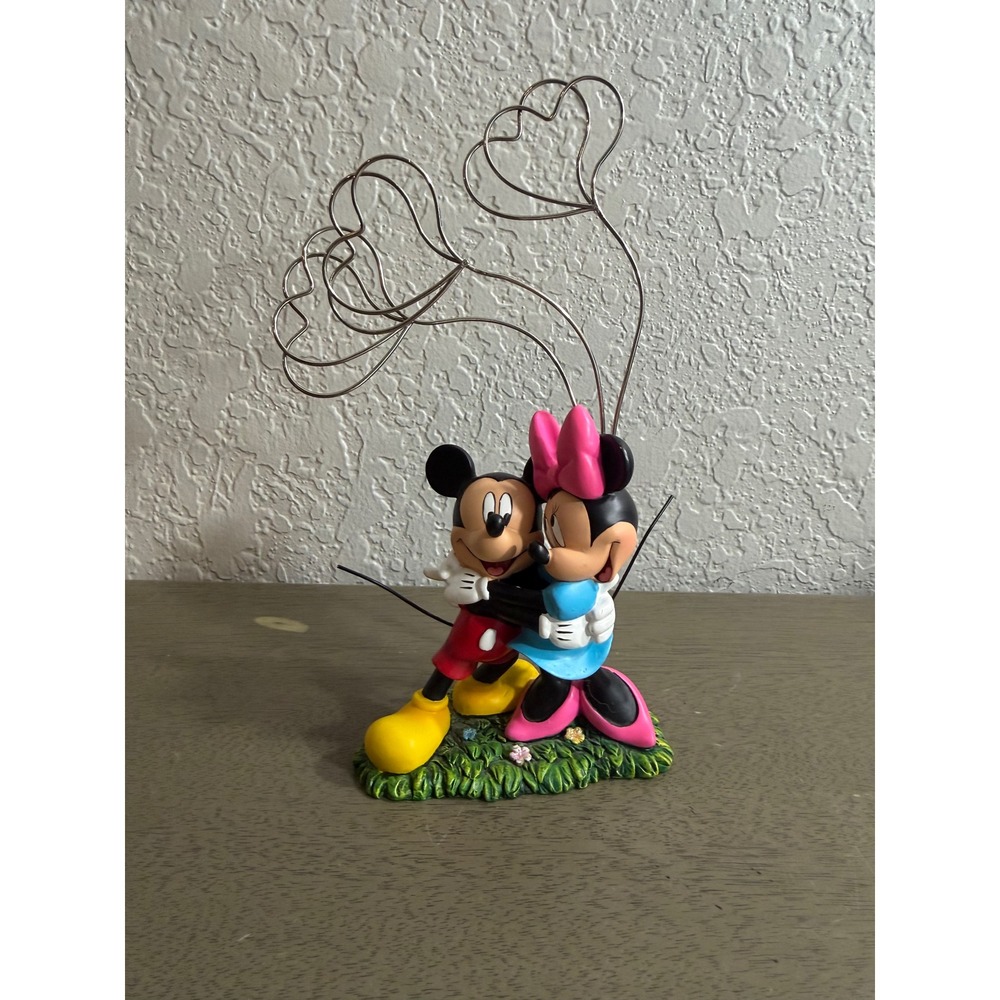 Disney Mickey Minnie Mouse Heart Photo Holder Figurine Enesco Group Resin 8.5"